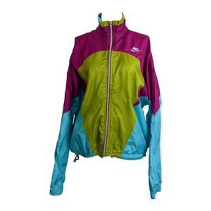 90s NIKE Elite Colorblock Windbreaker ~ lime magenta aqua